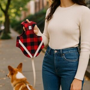 EUC RC Pets Plaid Dog Jacket With Reflectors on Back For Night Visibility MEDIUM